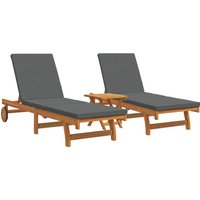 Sonnenliegen 2 Stk. mit Rädern, Tisch und Kissen Akazienholz vidaXL Sonnenliegen 2 Stk. mit Rädern, Tisch und Kissen Akazienholz vidaXL von VIDAXL