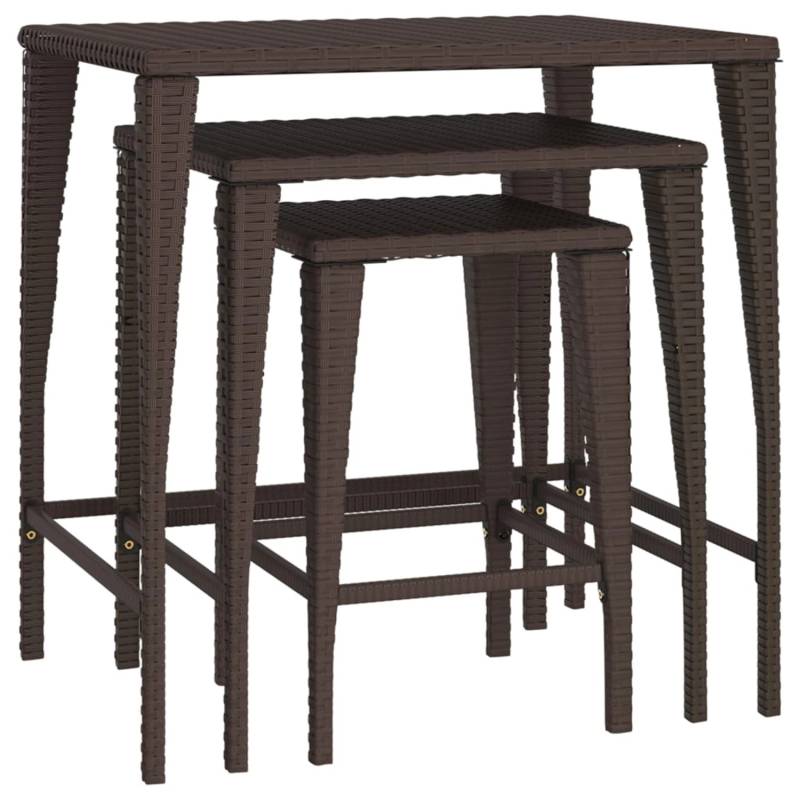 vidaXL Satztische 3 Stk. Braun Poly Rattan Modell 1 von VIDAXL