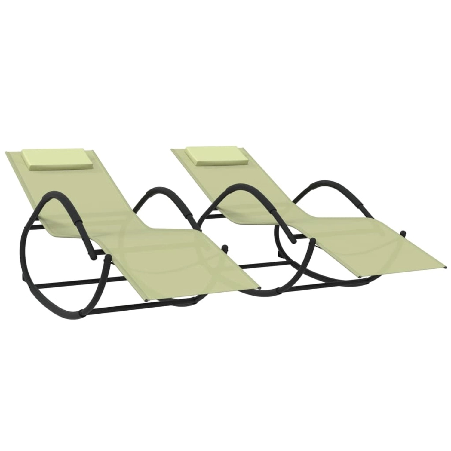 vidaXL Schaukelliegen 2 Stk. Creme Stahl und Textilene 158 x 60 x 77 cm von VIDAXL