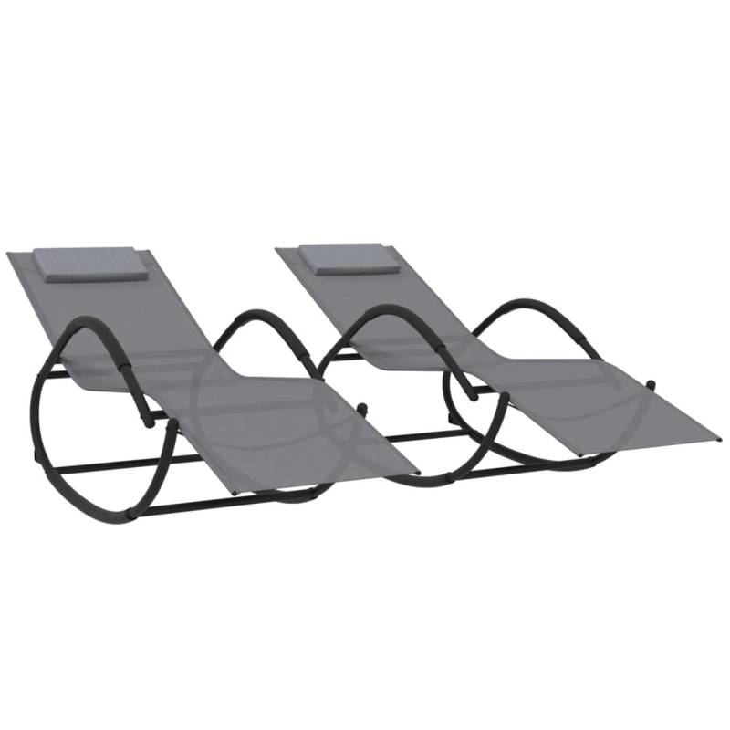 vidaXL Schaukelliegen 2 Stk. Grau Stahl und Textilene 158 x 60 x 77 cm vidaXL Schaukelliegen 2 Stk. Grau Stahl und Textilene 158 x 60 x 77 cm von VIDAXL