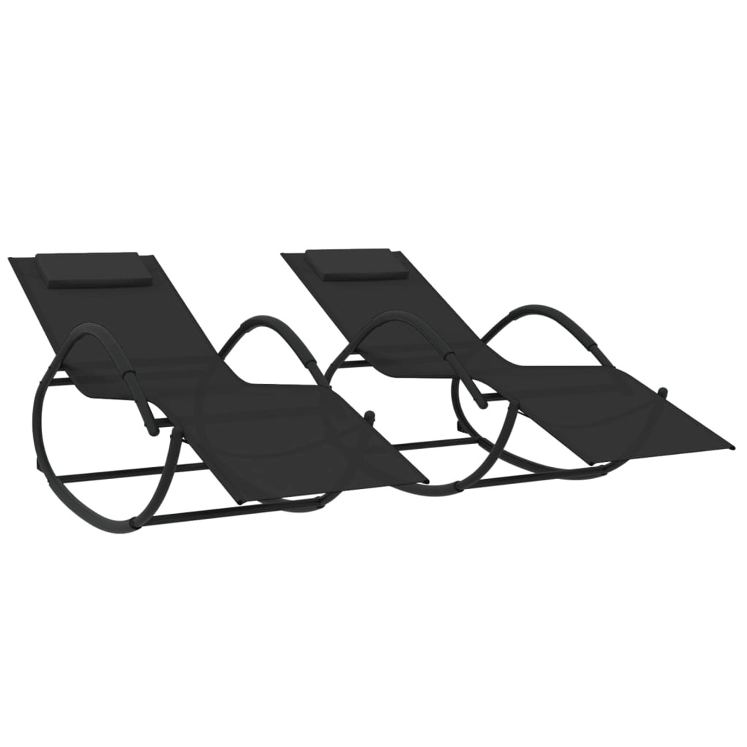 vidaXL Schaukelliegen 2 Stk. Schwarz Stahl und Textilene 158 x 60 x 77 cm vidaXL Schaukelliegen 2 Stk. Schwarz Stahl und Textilene 158 x 60 x 77 cm von VIDAXL