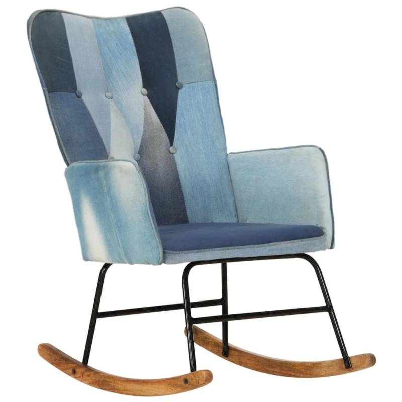 vidaXL Schaukelsessel Blau Denim Patchwork Canvas von VIDAXL