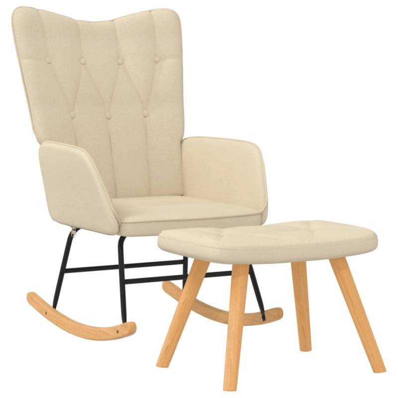 vidaXL Schaukelsessel mit Hocker Creme Stoff Modell 1 von VIDAXL