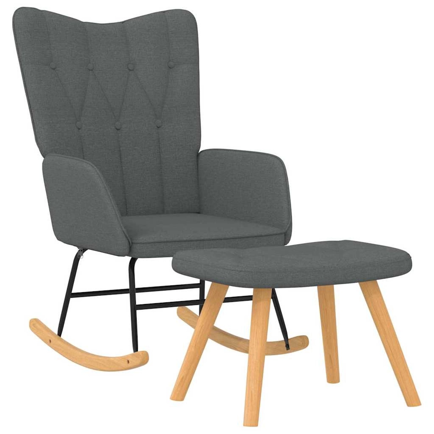 vidaXL Schaukelsessel mit Hocker Dunkelgrau Stoff Modell 1 vidaXL Schaukelsessel mit Hocker Dunkelgrau Stoff Modell 1 von VIDAXL