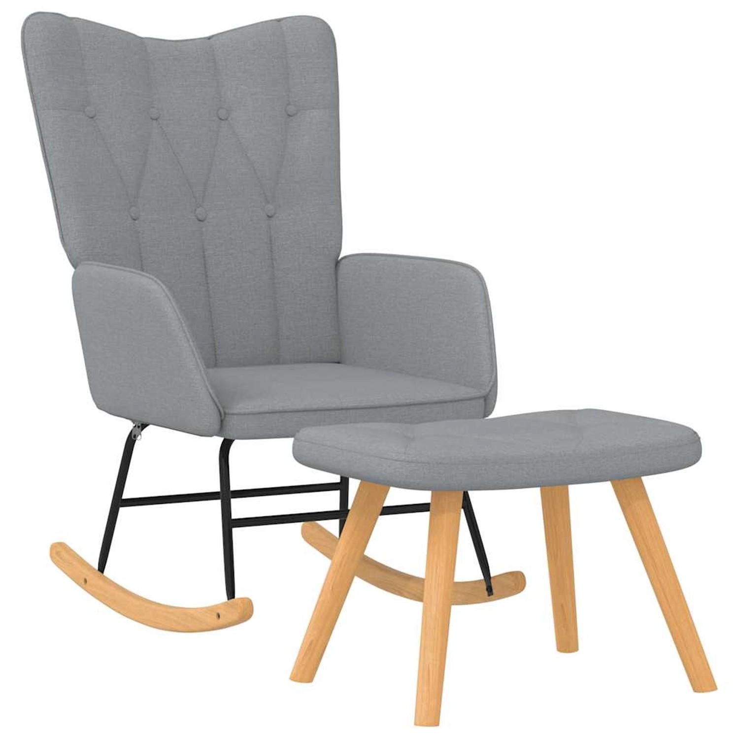 vidaXL Schaukelsessel mit Hocker Hellgrau Stoff Modell 1 vidaXL Schaukelsessel mit Hocker Hellgrau Stoff Modell 1 von VIDAXL