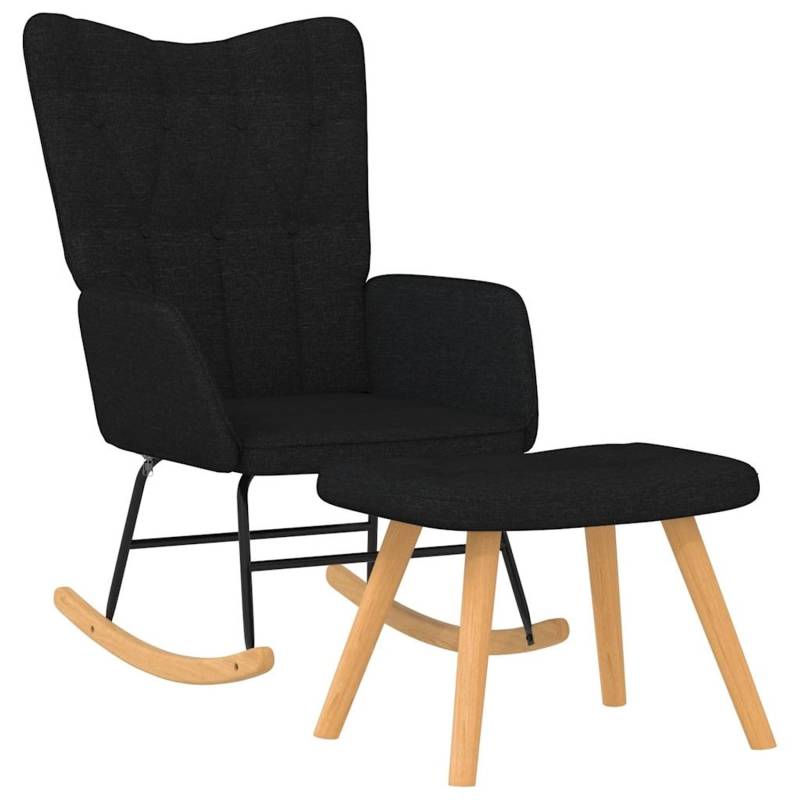 vidaXL Schaukelsessel mit Hocker Schwarz Stoff Modell 1 von VIDAXL