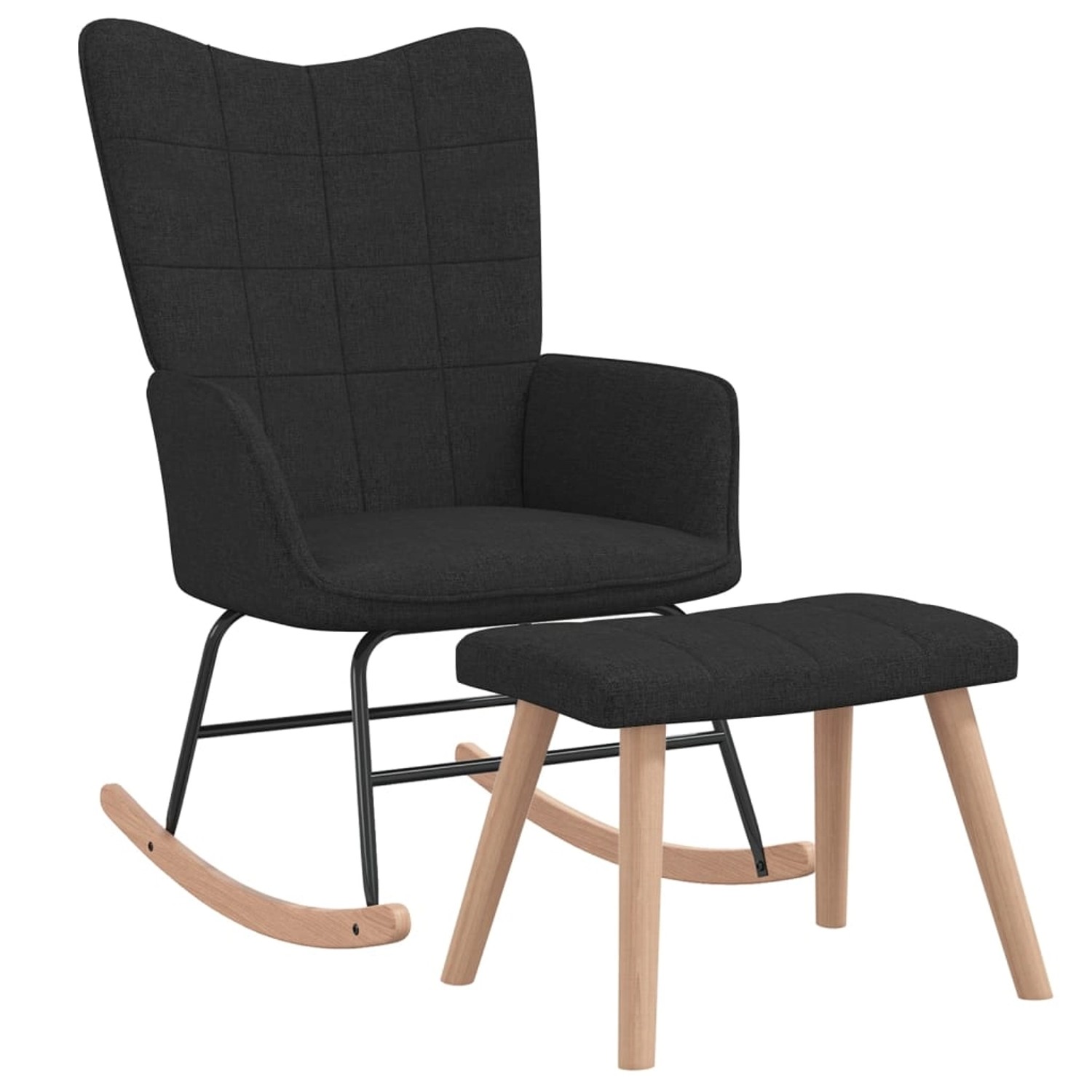 vidaXL Schaukelsessel mit Hocker Schwarz Stoff Modell 2 vidaXL Schaukelsessel mit Hocker Schwarz Stoff Modell 2 von VIDAXL