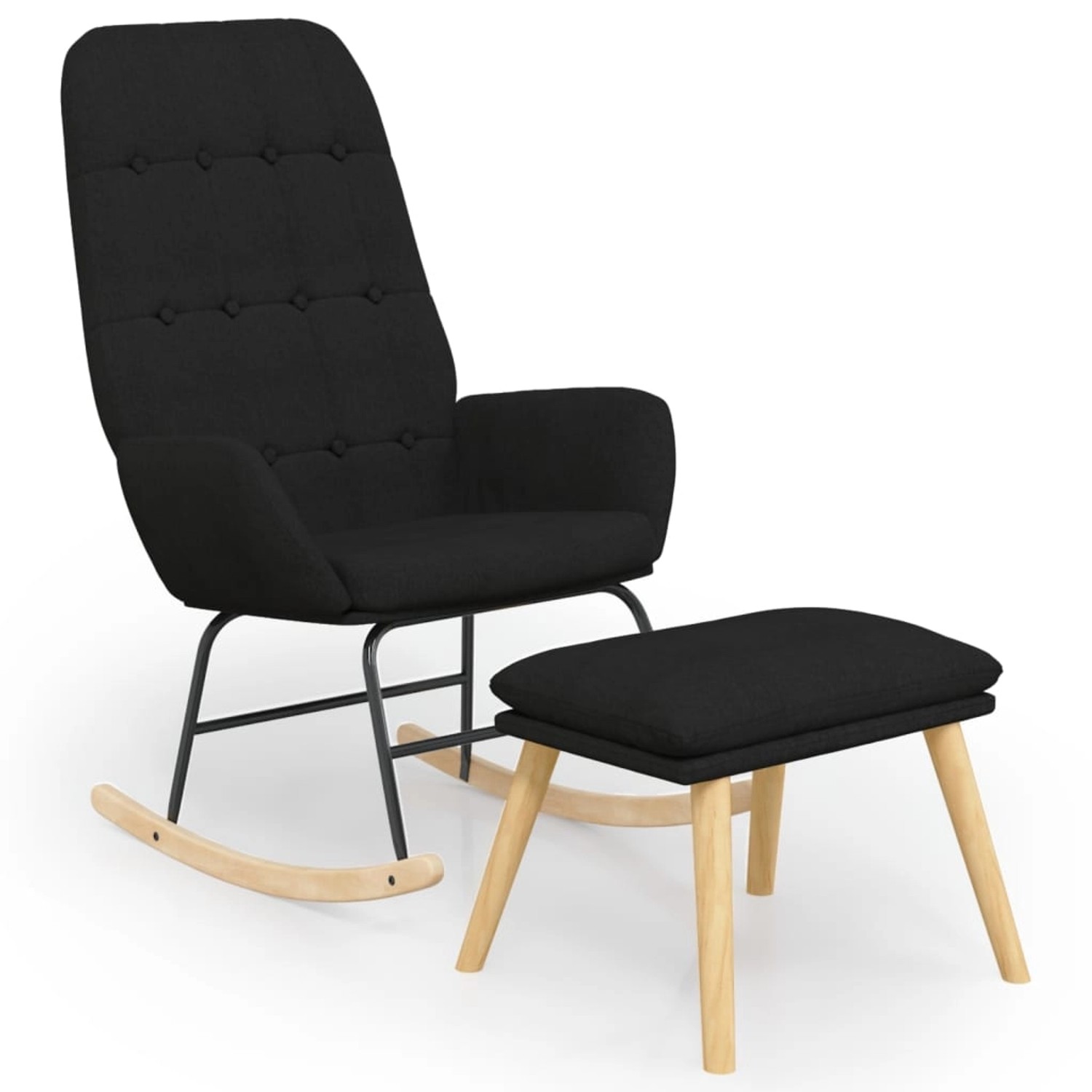 vidaXL Schaukelsessel mit Hocker Schwarz Stoff Modell 3 vidaXL Schaukelsessel mit Hocker Schwarz Stoff Modell 3 von VIDAXL