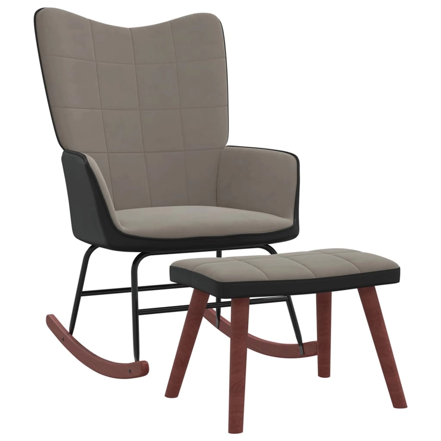 vidaXL Schaukelstuhl mit Hocker Hellgrau Samt und PVC vidaXL Schaukelstuhl mit Hocker Hellgrau Samt und PVC von VIDAXL
