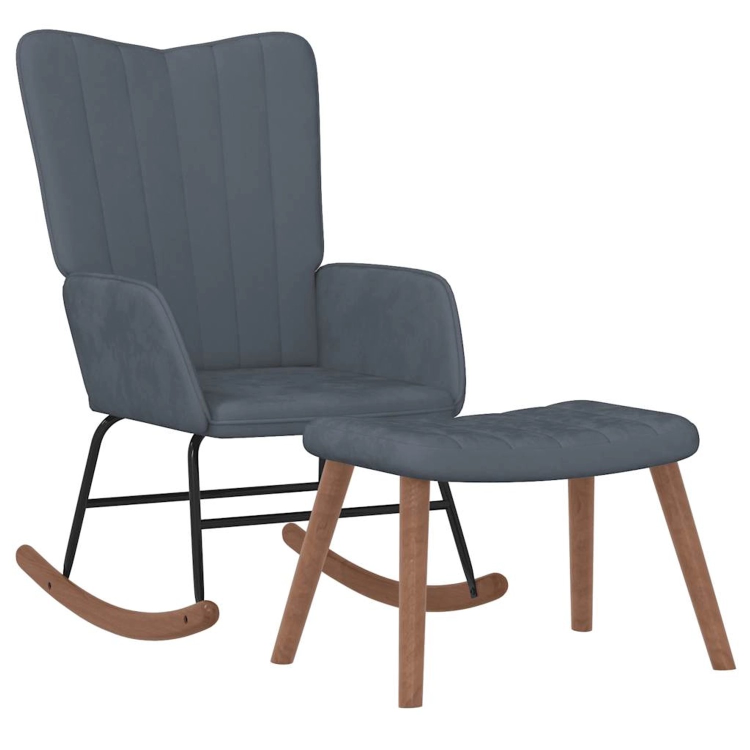 vidaXL Schaukelstuhl mit Hocker Samt Dunkelgrau Modell 1 vidaXL Schaukelstuhl mit Hocker Samt Dunkelgrau Modell 1 von VIDAXL