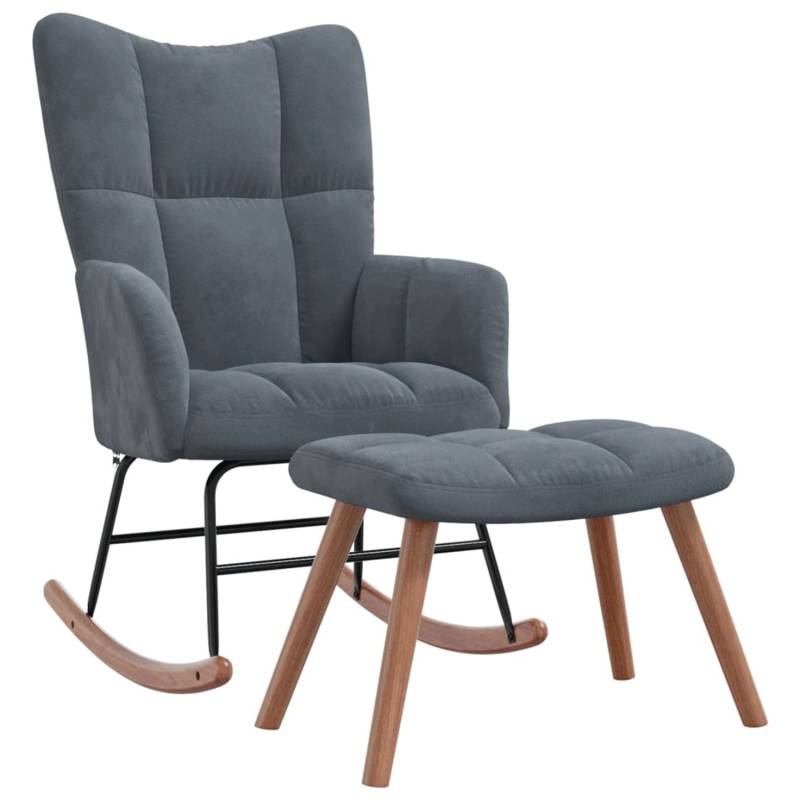 vidaXL Schaukelstuhl mit Hocker Samt Dunkelgrau Modell 2 von VIDAXL