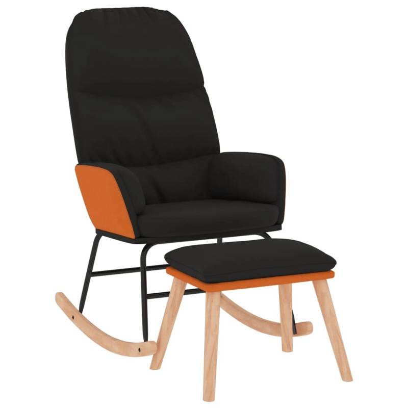 vidaXL Schaukelstuhl mit Hocker Schwarz Stoff von VIDAXL