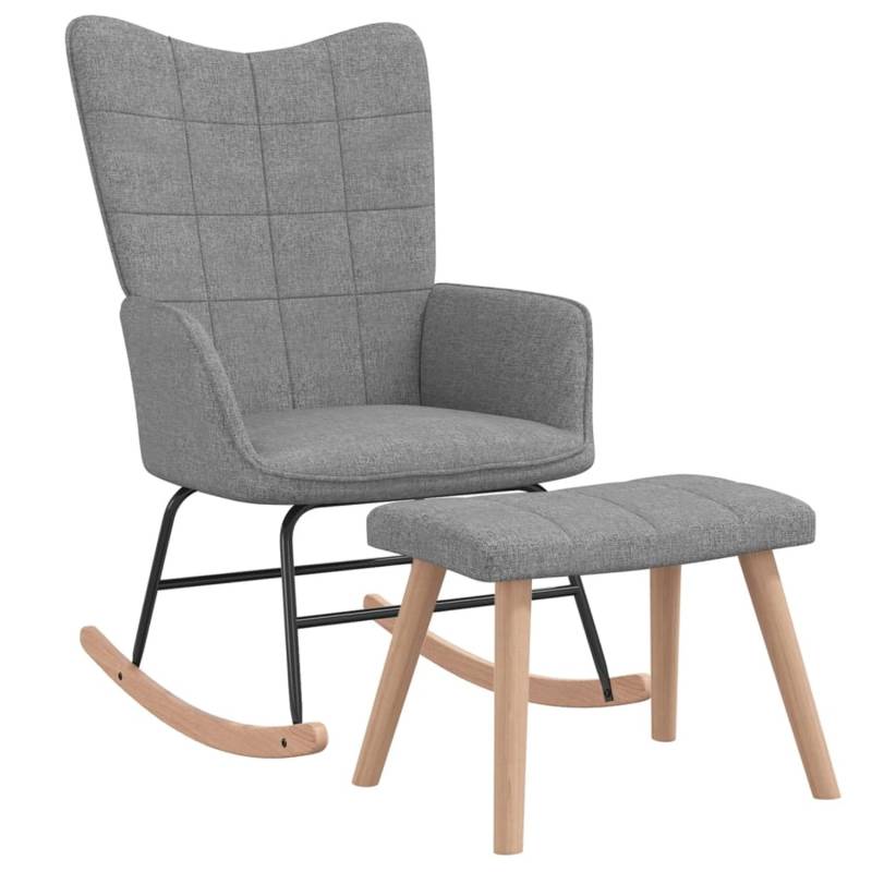 vidaXL Schaukelstuhl mit Hocker Stoff Hellgrau von VIDAXL