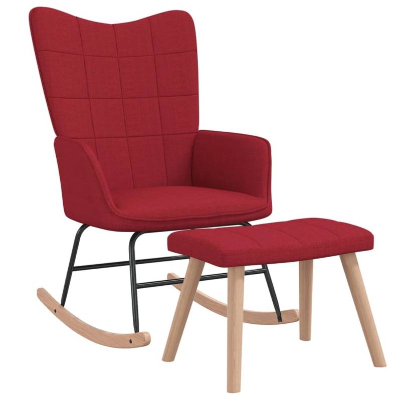 vidaXL Schaukelstuhl mit Hocker Stoff Weinrot von VIDAXL