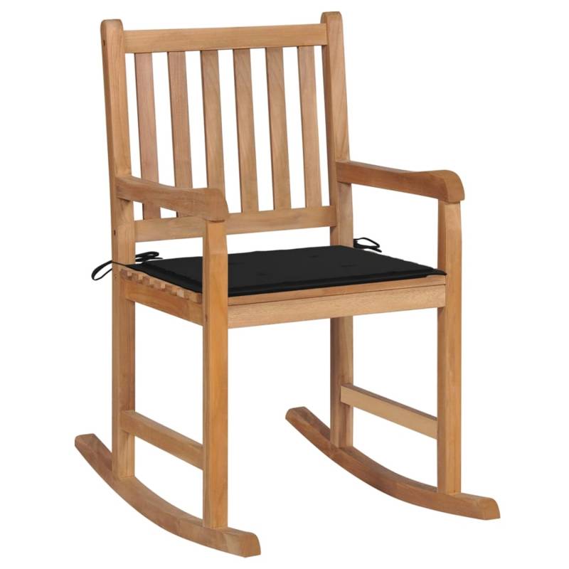 vidaXL Schaukelstuhl mit Schwarzem Kissen Massivholz Teak Modell 1 von VIDAXL