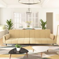 Schlafsofa 2-Sitzer mit 2 Kissen Creme Samt vidaXL946575 von VIDAXL