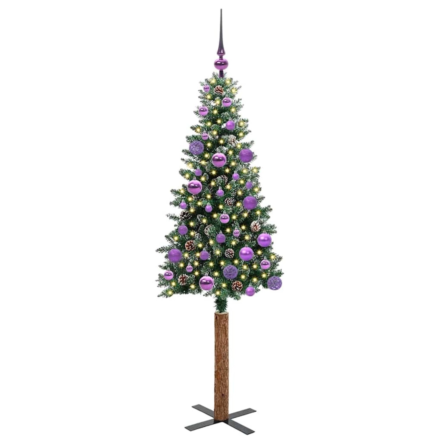 vidaXL Schlanker Weihnachtsbaum mit 150 LEDs Grün und Weiß 150 cm 3394892 von VIDAXL