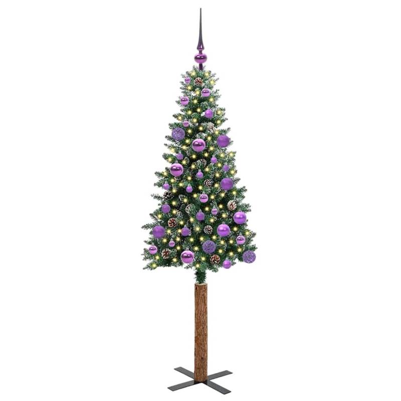 vidaXL Schlanker Weihnachtsbaum mit 150 LEDs Grün und Weiß 150 cm 3394892 von VIDAXL