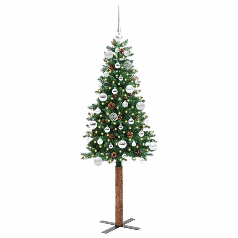 vidaXL Schlanker Weihnachtsbaum mit 150 LEDs mit Ständer Grün 150 cm 3394856 von VIDAXL