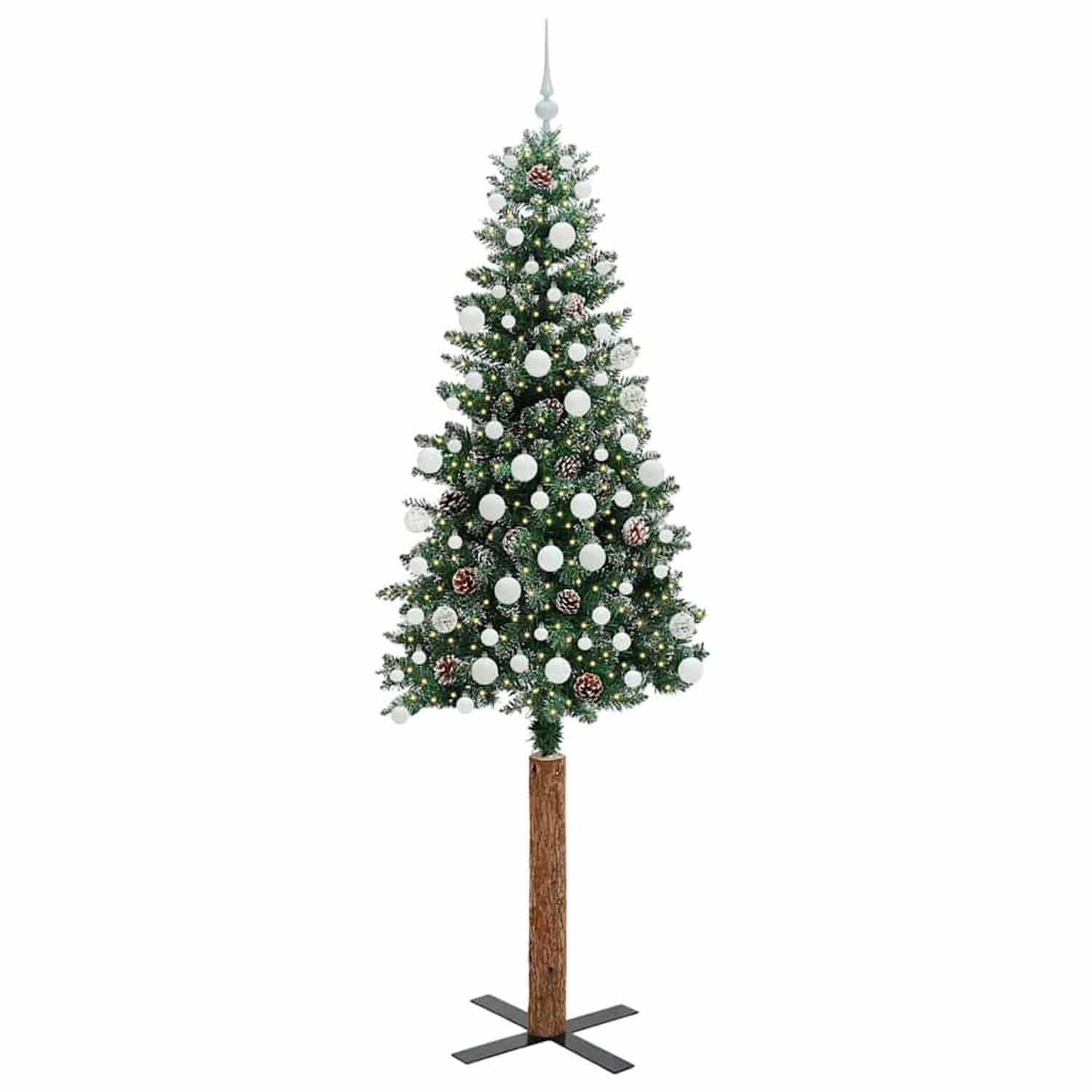 vidaXL Schlanker Weihnachtsbaum mit 300 LEDs Grün und Weiß 210 cm 3394915 von VIDAXL