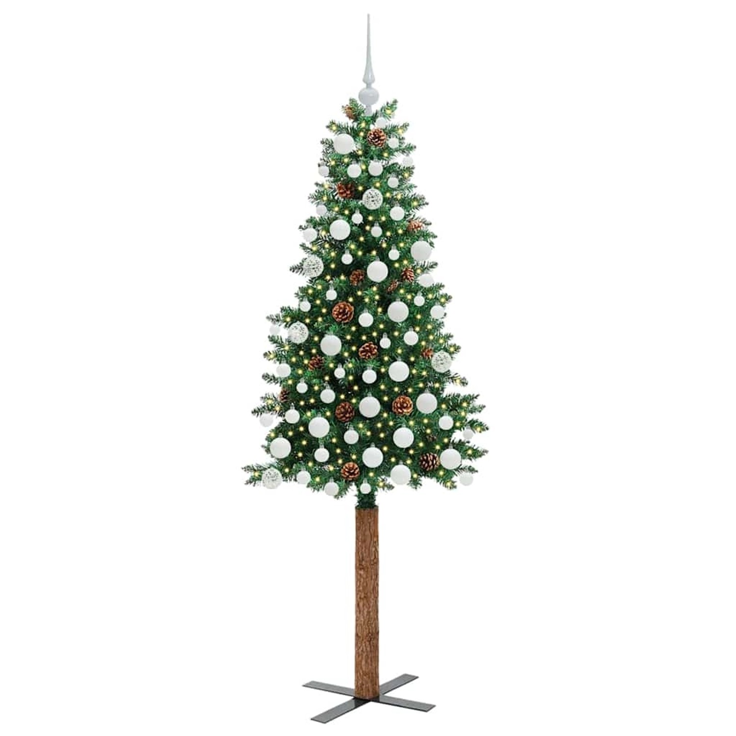 vidaXL Schlanker Weihnachtsbaum mit 300 LEDs mit Ständer Grün 180 cm 3394867 von VIDAXL