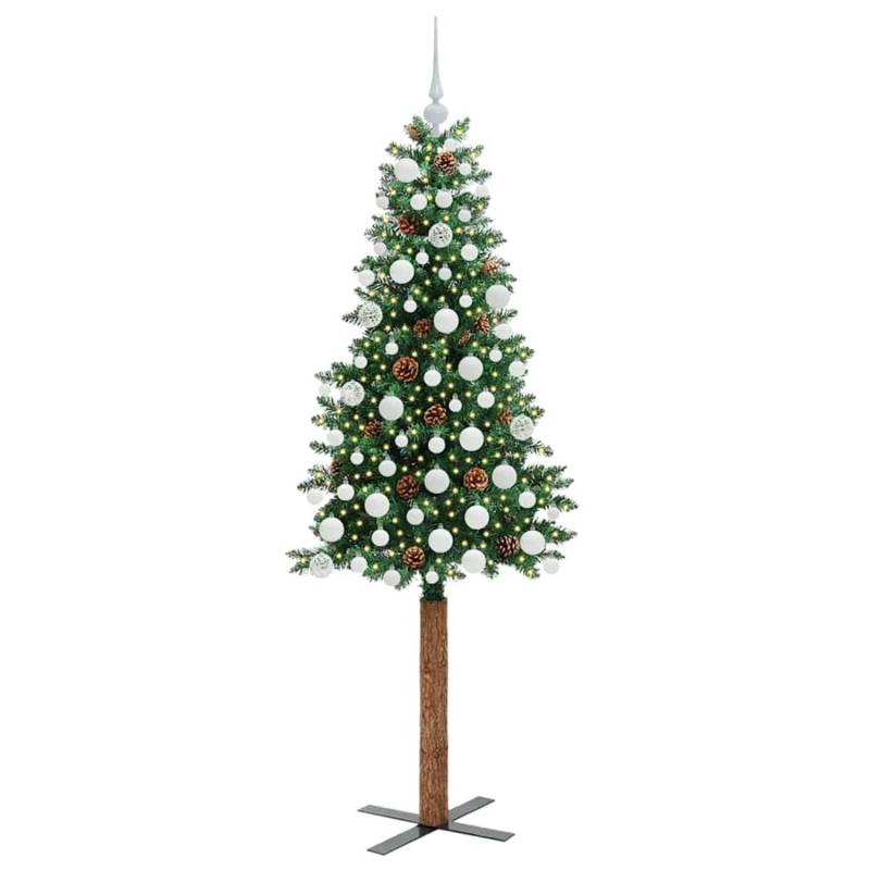 vidaXL Schlanker Weihnachtsbaum mit 300 LEDs mit Ständer Grün 180 cm 3394867 von VIDAXL