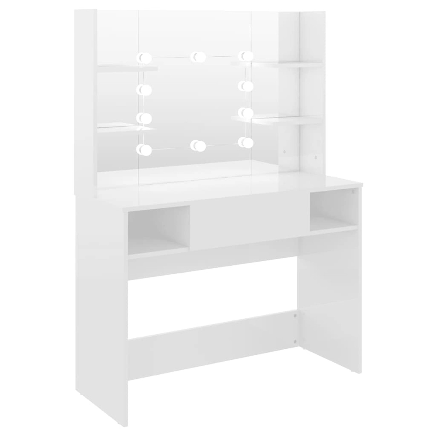 vidaXL Schminktisch LED-Beleuchtung 100x40x135 cm MDF Glänzendes Weiß vidaXL Schminktisch LED-Beleuchtung 100x40x135 cm MDF Glänzendes Weiß von VIDAXL