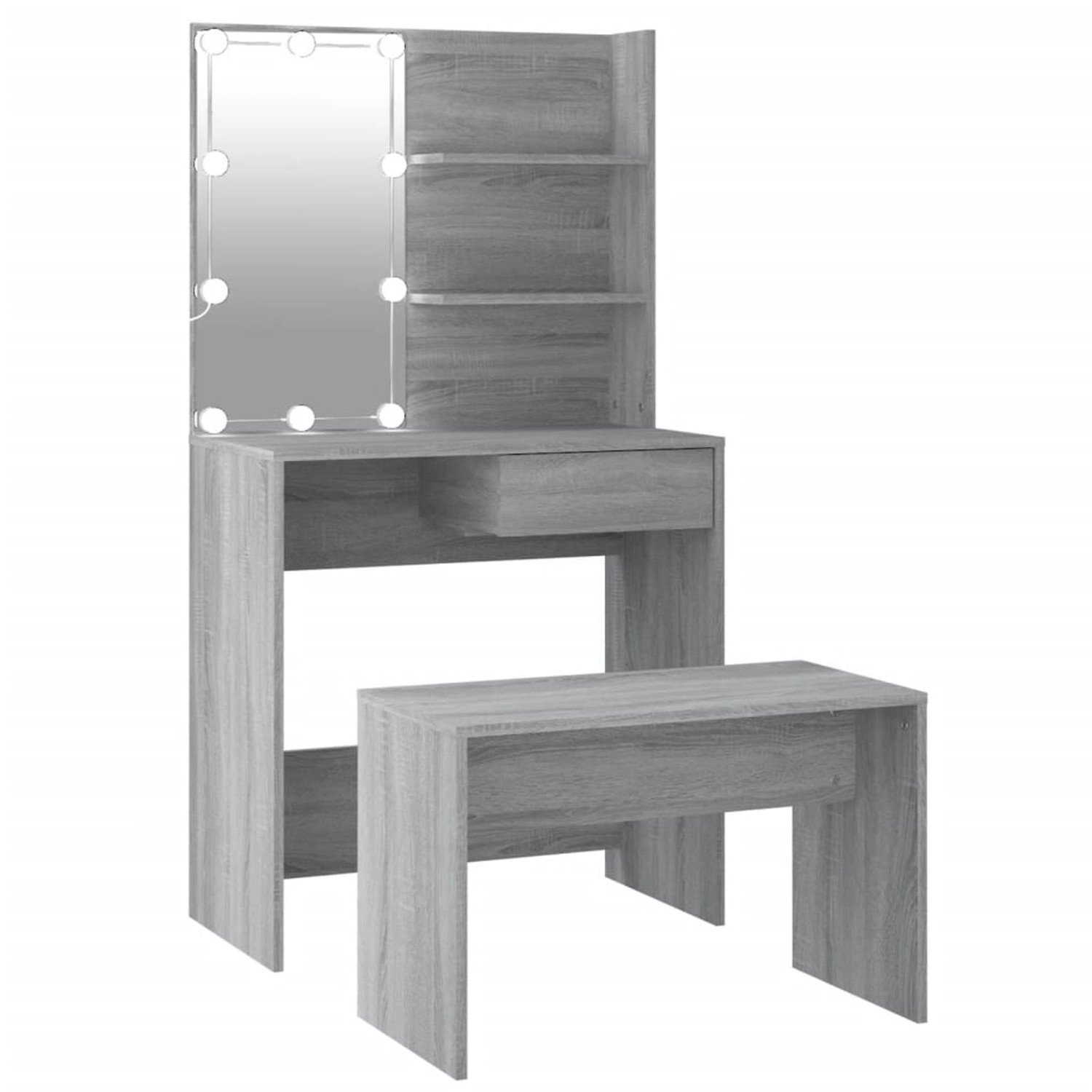 vidaXL Schminktisch-Set mit LED Grau Sonoma Holzwerkstoff Modell 1 vidaXL Schminktisch-Set mit LED Grau Sonoma Holzwerkstoff Modell 1 von VIDAXL