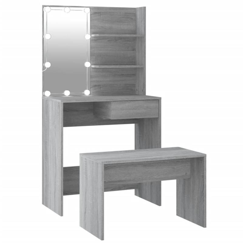 vidaXL Schminktisch-Set mit LED Grau Sonoma Holzwerkstoff Modell 1 von VIDAXL