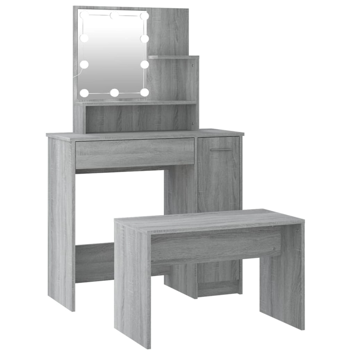 vidaXL Schminktisch-Set mit LED Grau Sonoma Holzwerkstoff Modell 2 von VIDAXL