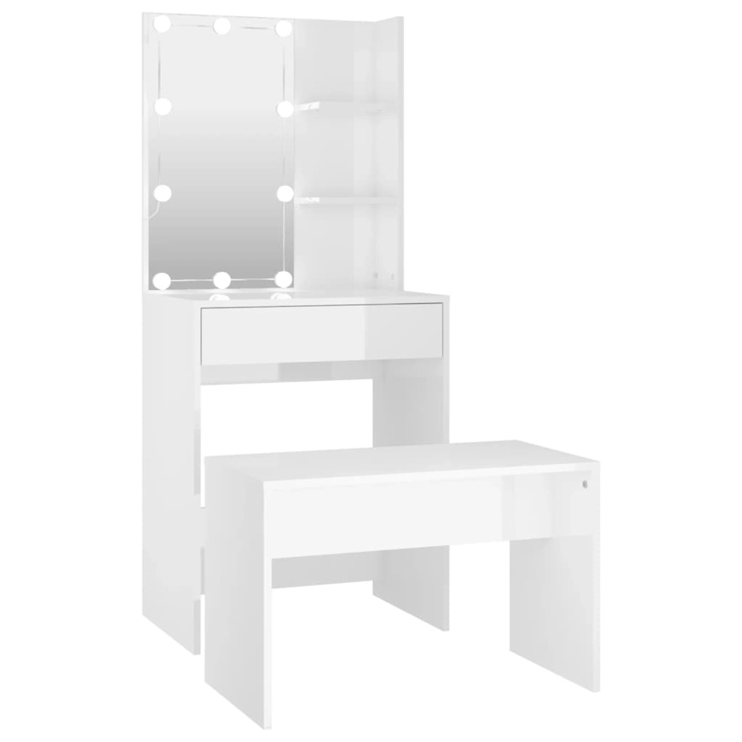 vidaXL Schminktisch-Set mit LED Hochglanz-Weiß Holzwerkstoff Modell 4 vidaXL Schminktisch-Set mit LED Hochglanz-Weiß Holzwerkstoff Modell 4 von VIDAXL