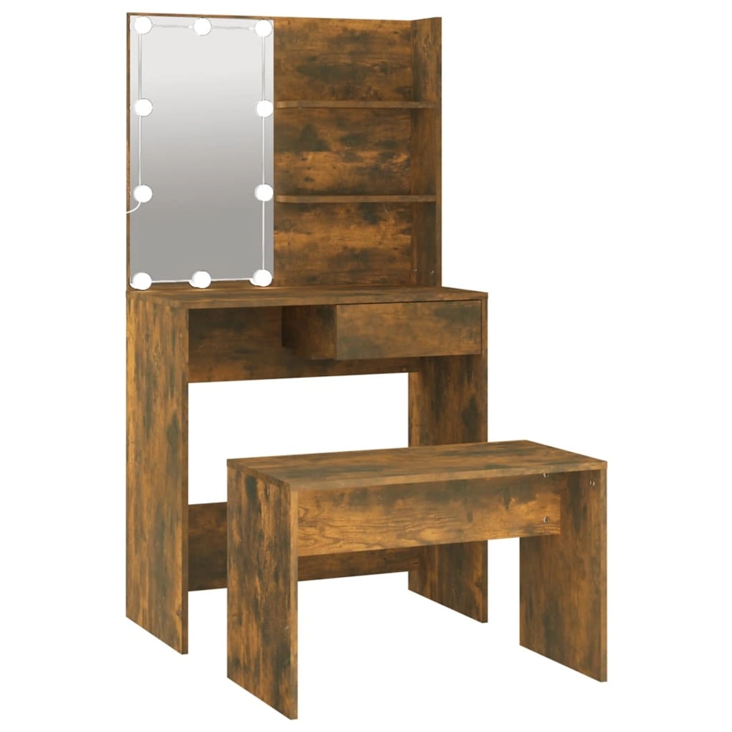 vidaXL Schminktisch-Set mit LED Räuchereiche Holzwerkstoff Modell 1 vidaXL Schminktisch-Set mit LED Räuchereiche Holzwerkstoff Modell 1 von VIDAXL