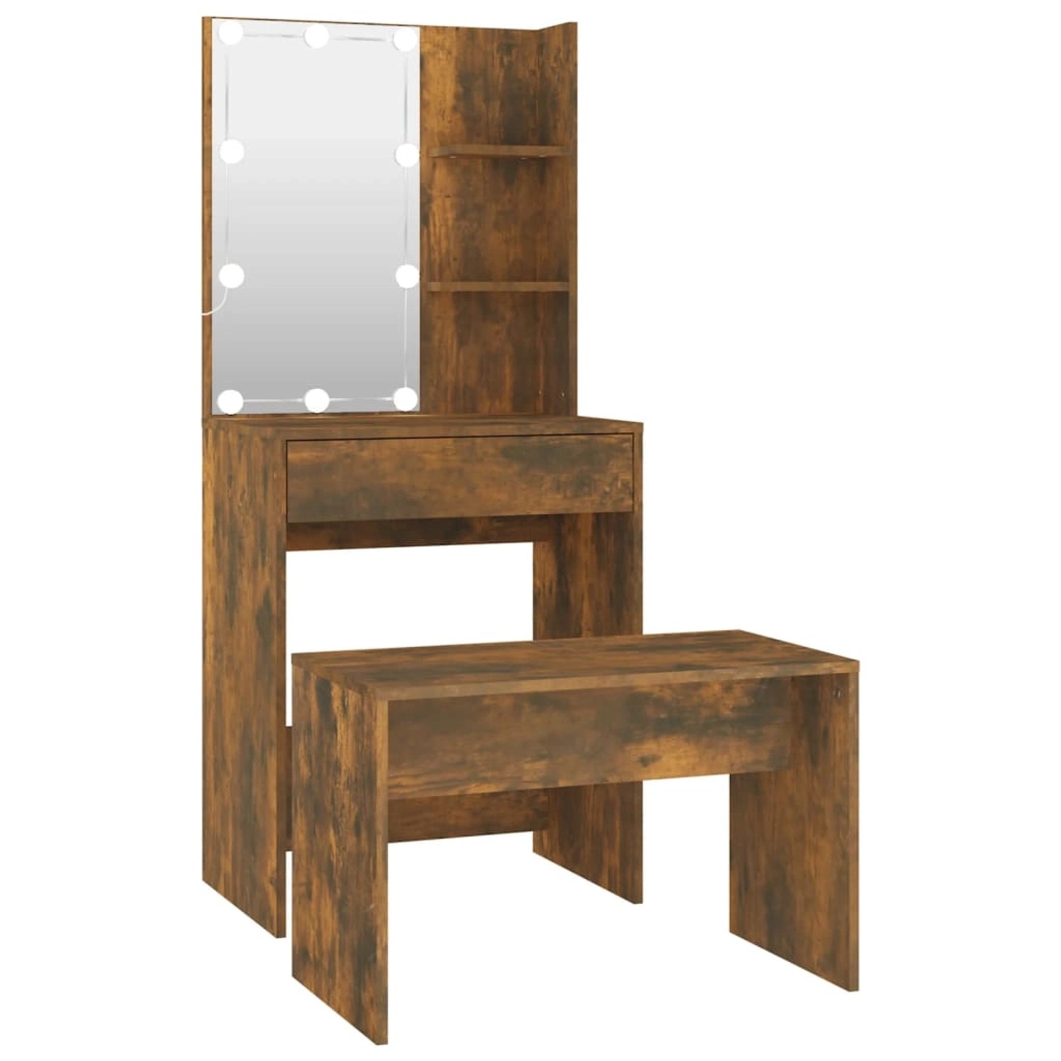 vidaXL Schminktisch-Set mit LED Räuchereiche Holzwerkstoff Modell 4 vidaXL Schminktisch-Set mit LED Räuchereiche Holzwerkstoff Modell 4 von VIDAXL