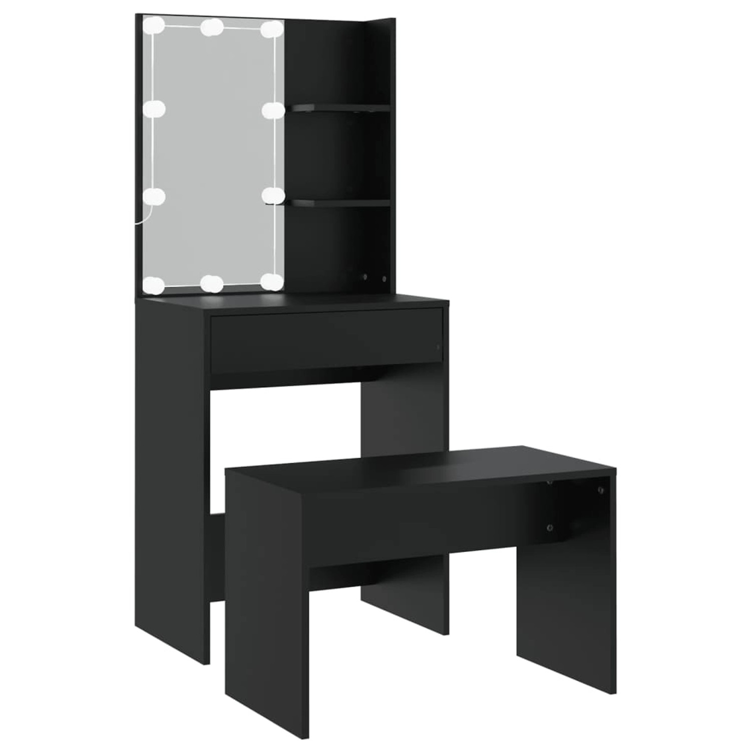 vidaXL Schminktisch-Set mit LED Schwarz Holzwerkstoff Modell 4 vidaXL Schminktisch-Set mit LED Schwarz Holzwerkstoff Modell 4 von VIDAXL
