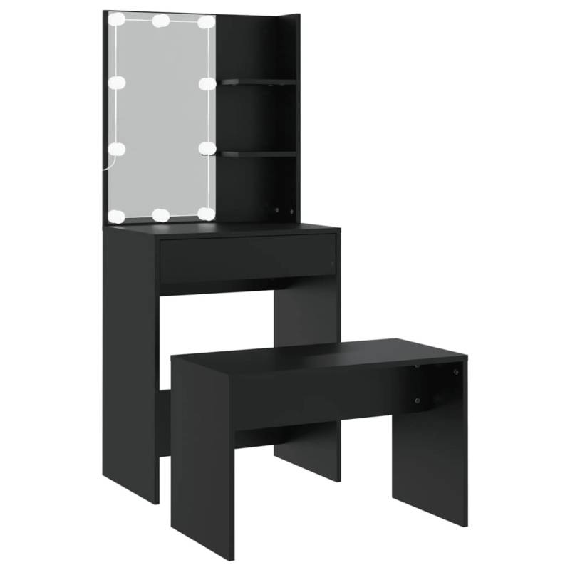vidaXL Schminktisch-Set mit LED Schwarz Holzwerkstoff Modell 4 von VIDAXL