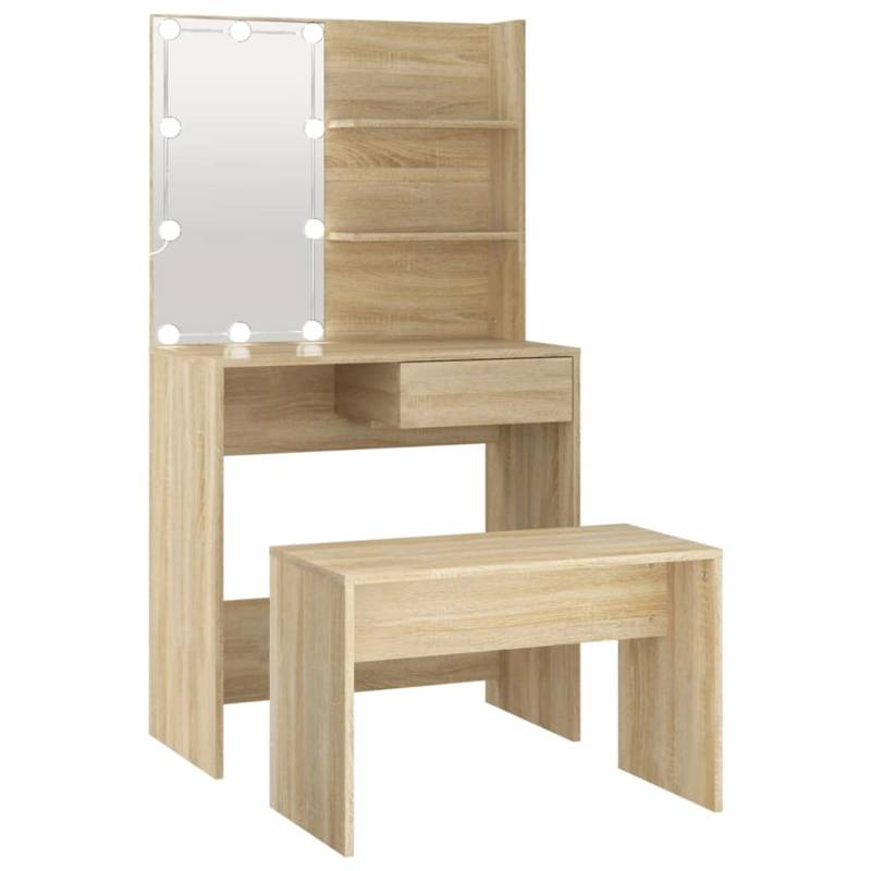 vidaXL Schminktisch-Set mit LED Sonoma-Eiche Holzwerkstoff Modell 1 von VIDAXL