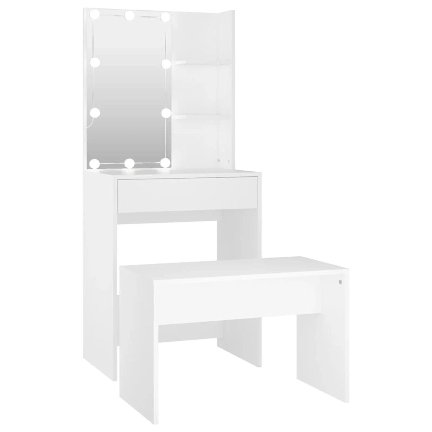 vidaXL Schminktisch-Set mit LED Weiß Holzwerkstoff Modell 4 vidaXL Schminktisch-Set mit LED Weiß Holzwerkstoff Modell 4 von VIDAXL