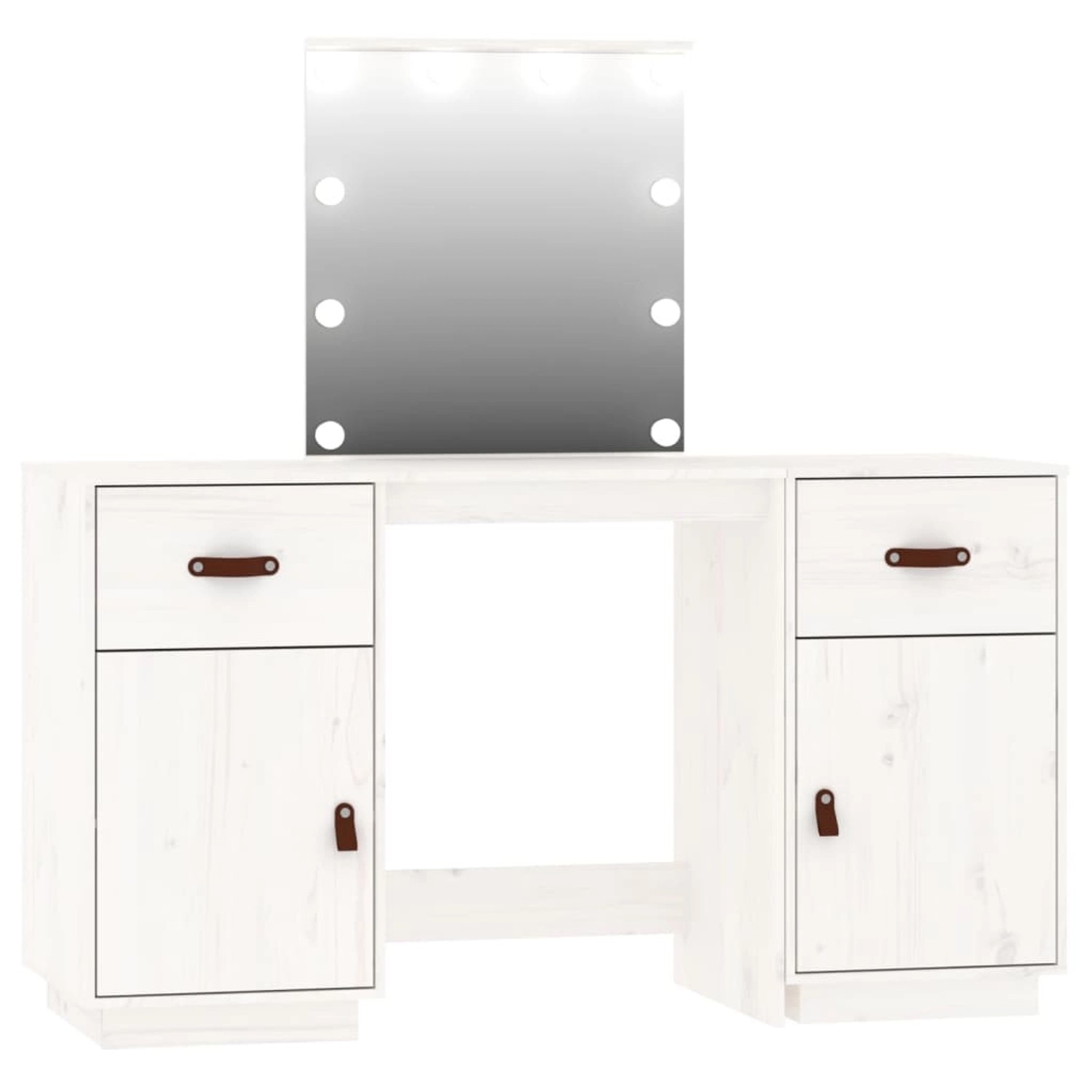 vidaXL Schminktisch-Set mit LED Weiß Massivholz Kiefer vidaXL Schminktisch-Set mit LED Weiß Massivholz Kiefer von VIDAXL