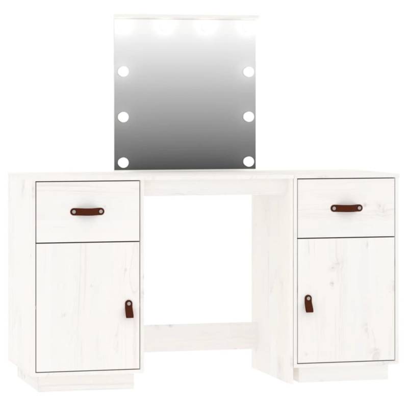 vidaXL Schminktisch-Set mit LED Weiß Massivholz Kiefer von VIDAXL