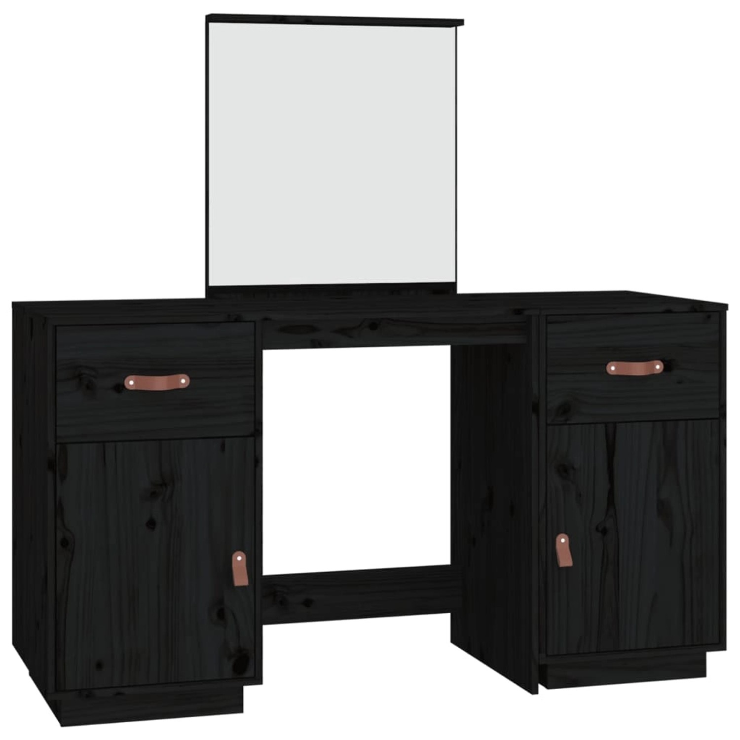 vidaXL Schminktisch-Set mit Spiegel Schwarz Massivholz Kiefer vidaXL Schminktisch-Set mit Spiegel Schwarz Massivholz Kiefer von VIDAXL