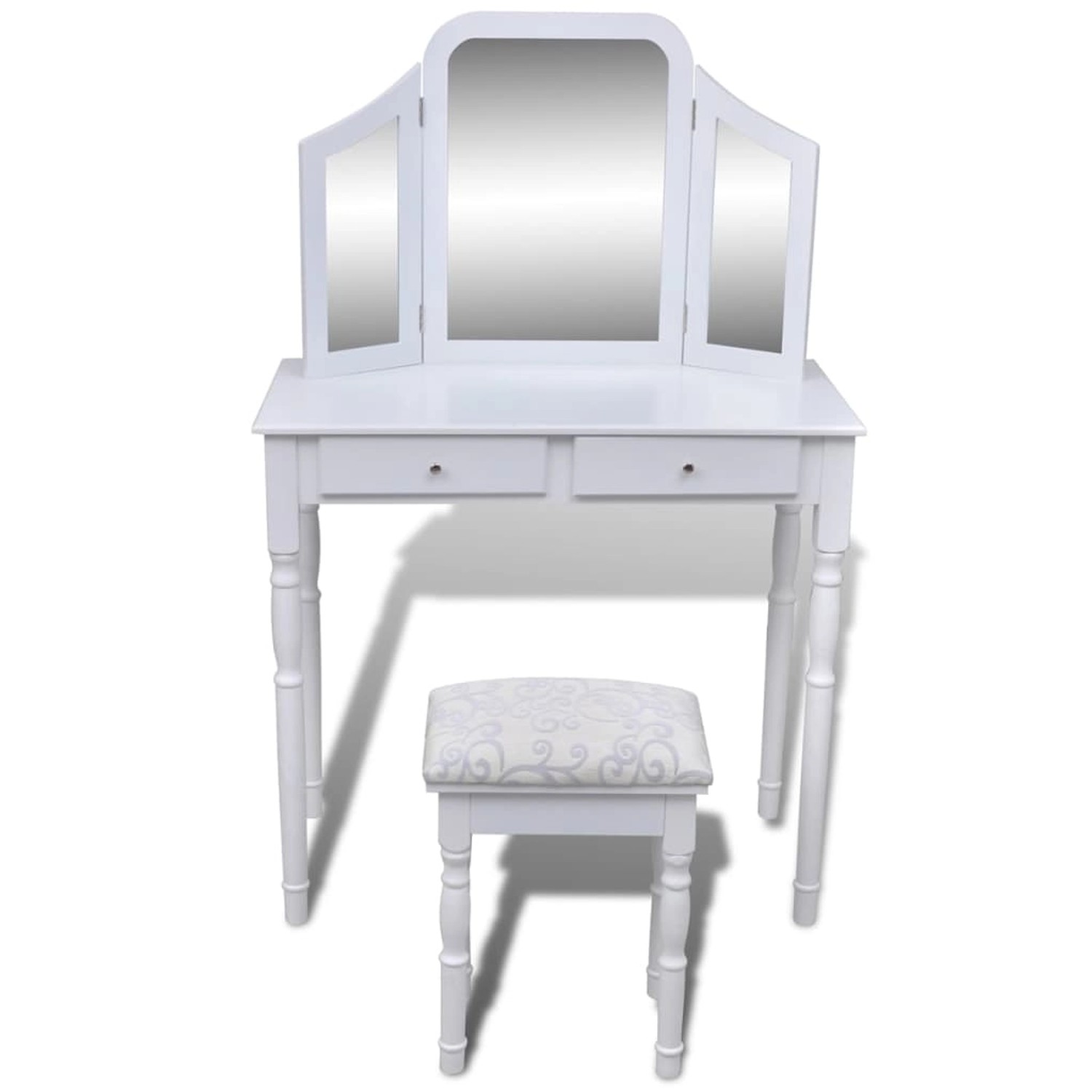 vidaXL Schminktisch mit 3-in-1 Spiegel und Hocker 2 Schubladen Weiß vidaXL Schminktisch mit 3-in-1 Spiegel und Hocker 2 Schubladen Weiß von VIDAXL