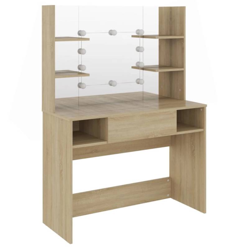 vidaXL Schminktisch mit LED-Beleuchtung 100x40x135 cm MDF Eiche-Optik von VIDAXL