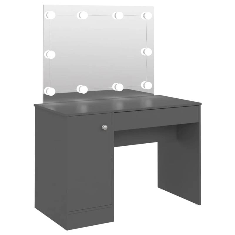 vidaXL Schminktisch mit LED-Beleuchtung 110x55x145 cm MDF Grau von VIDAXL
