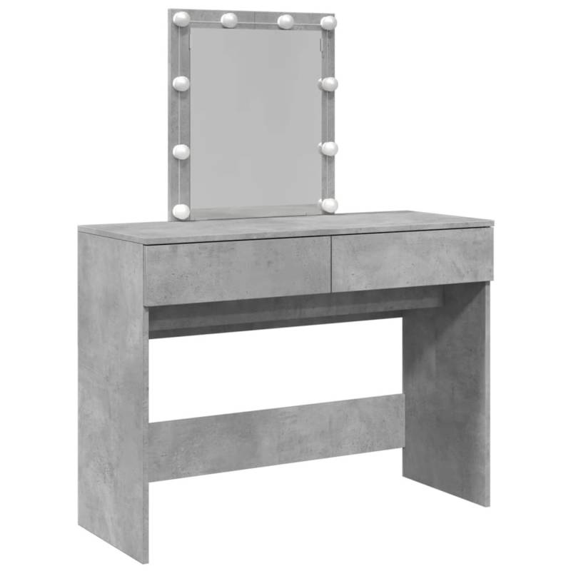 vidaXL Schminktisch mit LED-Beleuchtung Betongrau 100x40x130 cm von VIDAXL