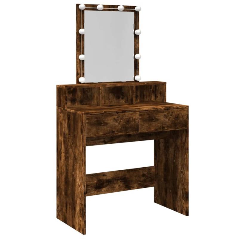 vidaXL Schminktisch mit LED-Beleuchtung Räuchereiche 80x41x144,5 cm von VIDAXL