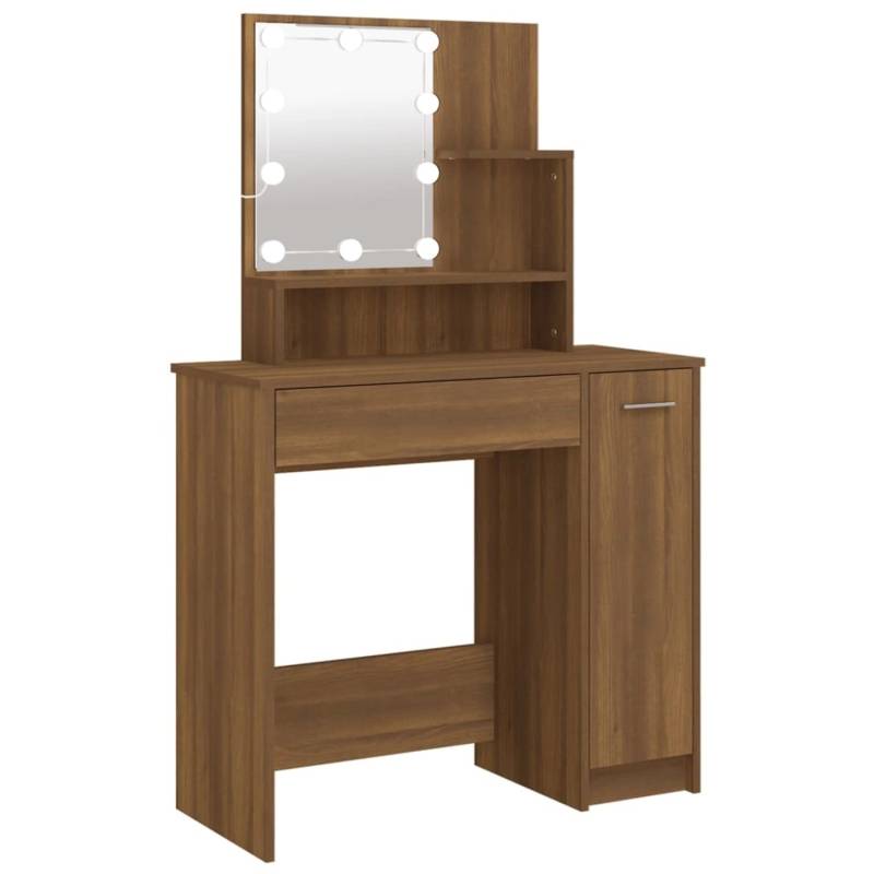vidaXL Schminktisch mit LED Braun Eichen-Optik 86,5x35x136 cm von VIDAXL