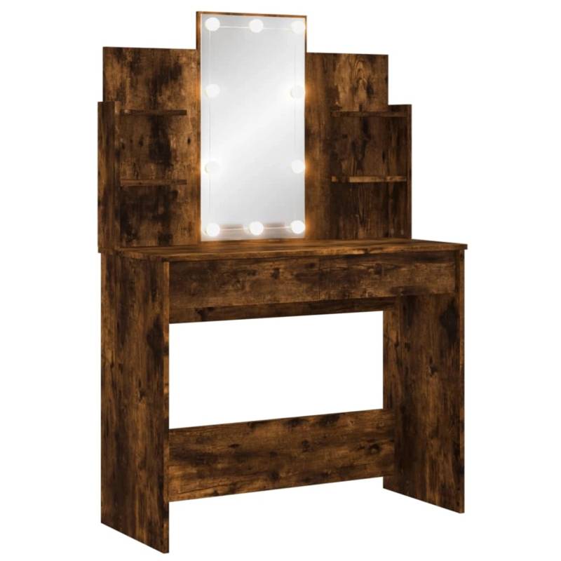 vidaXL Schminktisch mit LED-Leuchten Räuchereiche 96x40x142 cm von VIDAXL