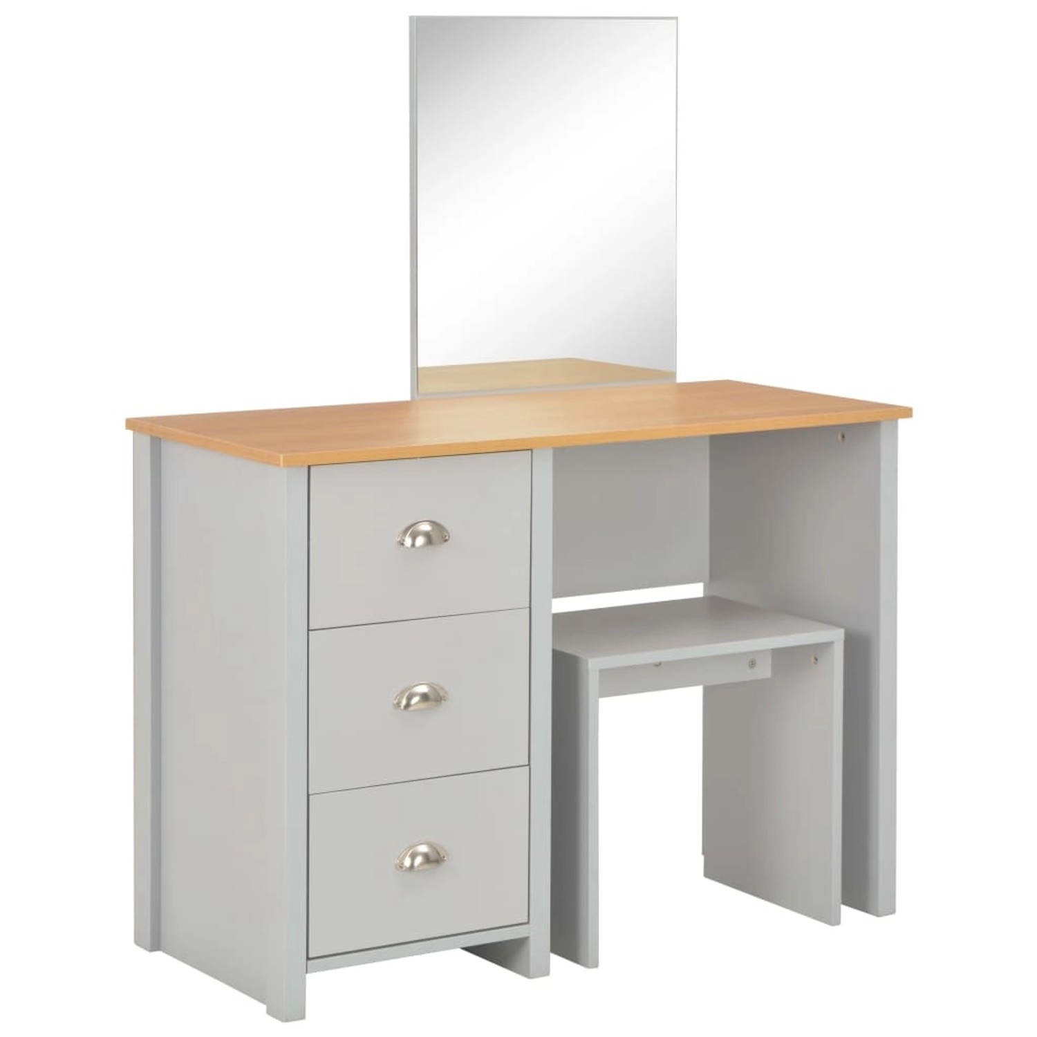 vidaXL Schminktisch mit Spiegel und Hocker Grau 104x45x131 cm vidaXL Schminktisch mit Spiegel und Hocker Grau 104x45x131 cm von VIDAXL