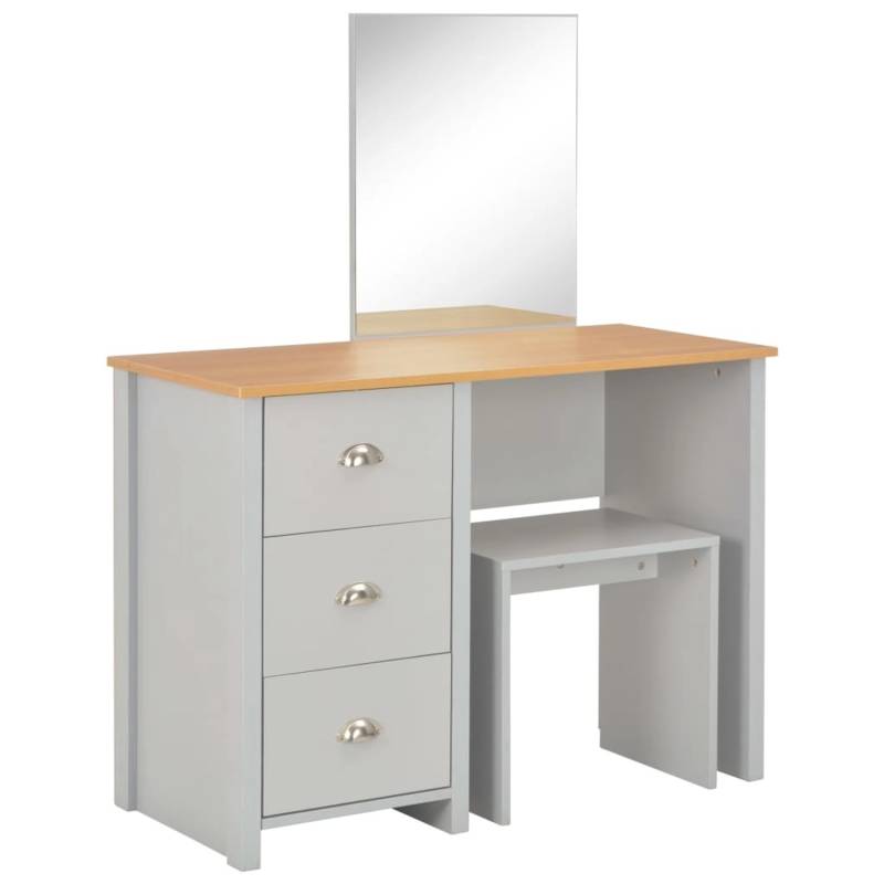vidaXL Schminktisch mit Spiegel und Hocker Grau 104x45x131 cm von VIDAXL