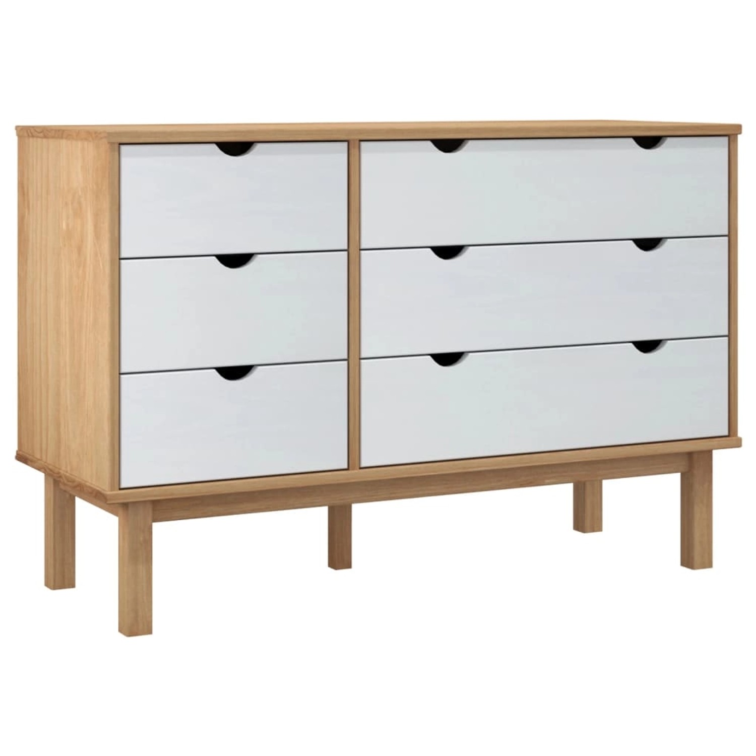vidaXL Schubladenschrank OTTA Braun&Weiß 113,5x39,5x73 cm Massivholz vidaXL Schubladenschrank OTTA Braun&Weiß 113,5x39,5x73 cm Massivholz von VIDAXL